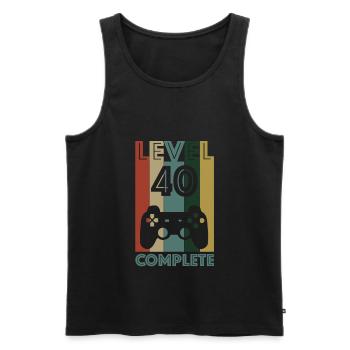Level 40 Complete, Game over, free games, Party - Men's Premium Organic Tank Top - black - Front - Michal (187cm)
