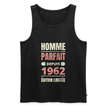 Homme parfait depuis 1962 anniversaire 60 ans - Débardeur bio Premium Homme - noir - Devant - Michal (187cm)