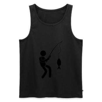 Fisherman Fishing Man Fishing - Men's Premium Organic Tank Top - black - Front - AI Model Male 178 light (178cm)