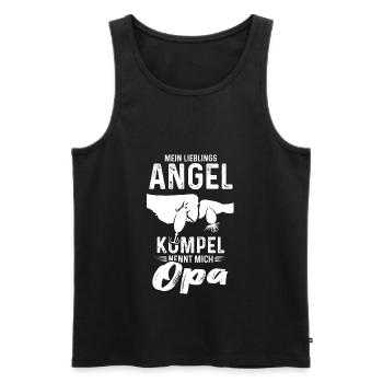 Mein Lieblings Angel Kumpel nennt mich Opa Angler - Männer Premium Bio Tank Top - Schwarz - Vorne - Michal (187cm)