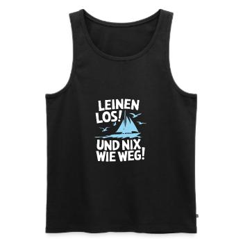 Leinen los und nichts wie weg! Wir legen ab! - Männer Premium Bio Tank Top - Schwarz - Vorne - Michal (187cm)