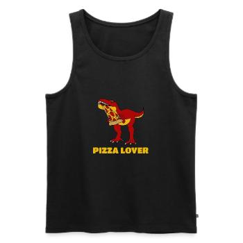 Pizza Lover, Dinosaur Lover, Pizza - Men's Premium Organic Tank Top - black - Front - Michal (187cm)