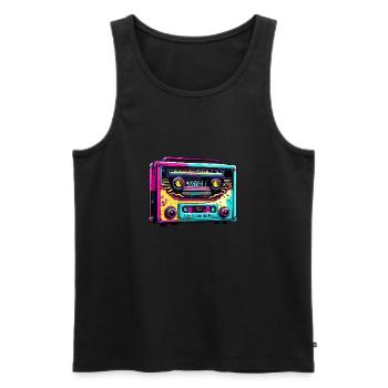 Radio / Analog / Music / Frequency / Speakers - Men's Premium Organic Tank Top - black - Front - AI Model Male 178 light (178cm)