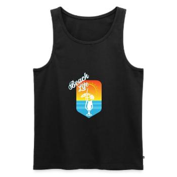 Strand - Männer Premium Bio Tank Top - Schwarz - Vorne - Michal (187cm)