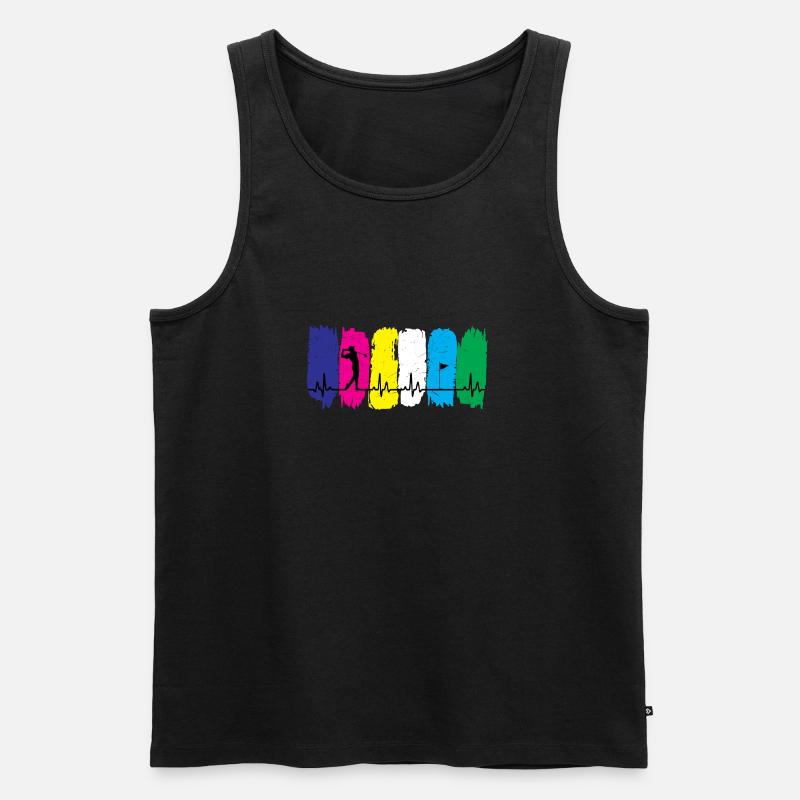 Golf-Herzschlag - Männer Premium Bio Tank Top - Schwarz