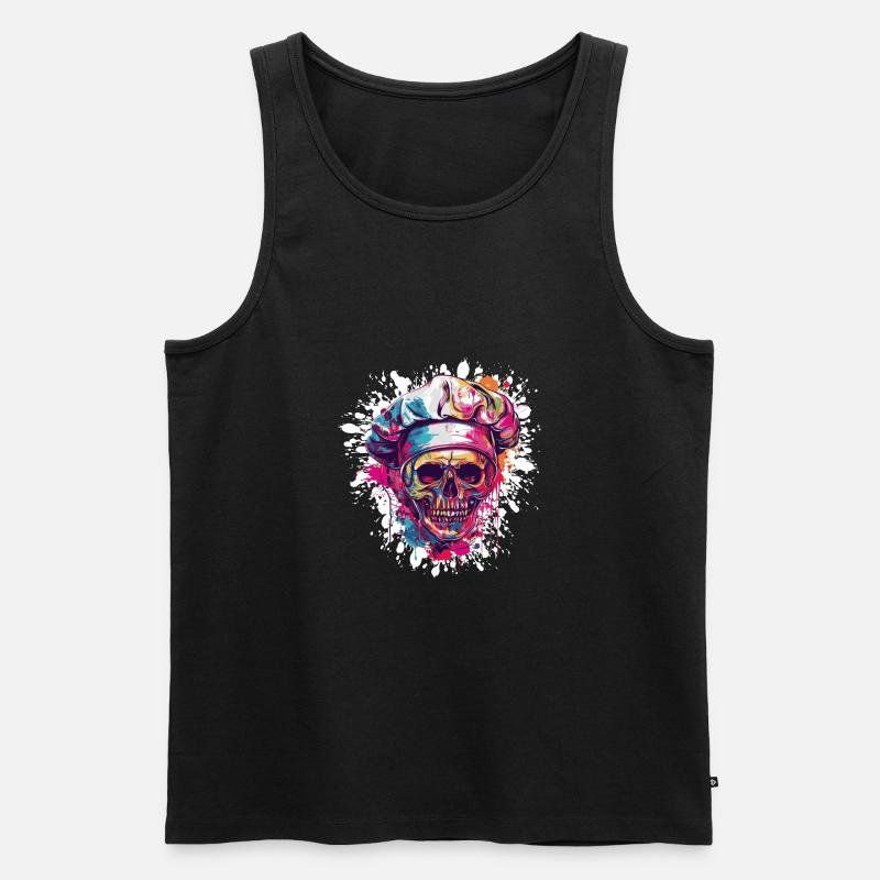 Chefkoch Totenkopf - Männer Premium Bio Tank Top - Schwarz