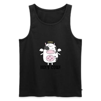 Cute Cow like an Angel - Holy Cow Pun - Men's Premium Organic Tank Top - black - Front - Michal (187cm)