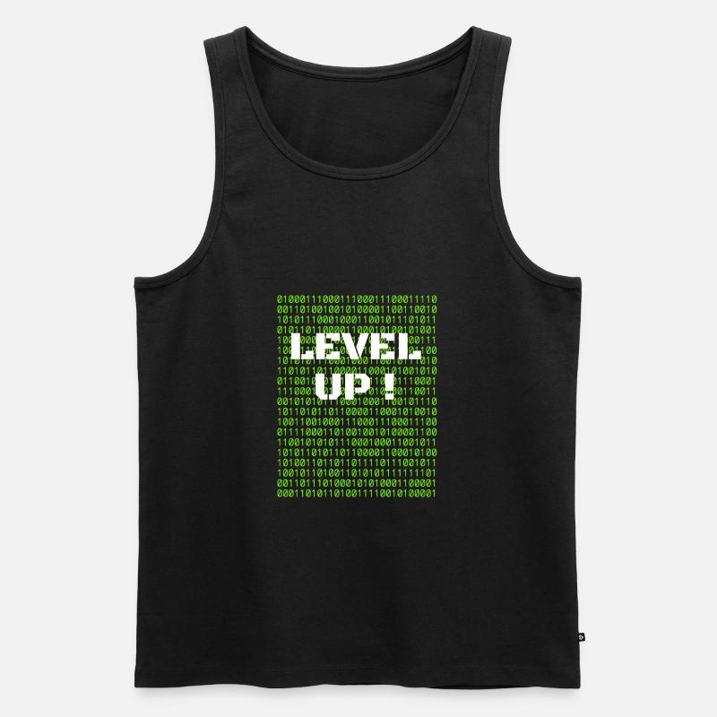 Level up und Binärcode - Männer Premium Bio Tank Top - Schwarz