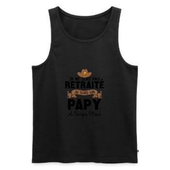 Papy Retraité Cadeau Humour Personnalisé - Débardeur bio Premium Homme - noir - Devant - Michal (187cm)