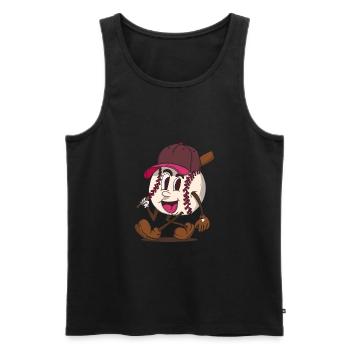 baseball batter funky retro cartoon character - Men's Premium Organic Tank Top - black - Front - AI Model Male 178 light (178cm)