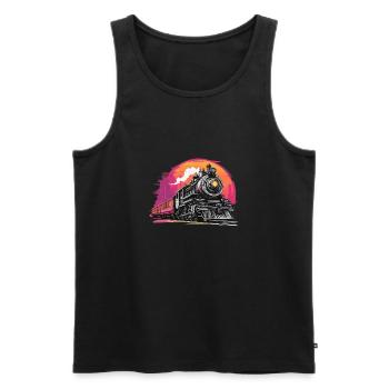 Train / Locomotive / Steam Locomotive / Railway / Lock - Men's Premium Organic Tank Top - black - Front - Michal (187cm)