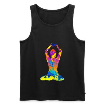 Yoga Yoga Yoga Silhouette Femmes - Débardeur bio Premium Homme - noir - Devant - Michal (187cm)