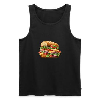Sandwich / Sandwich / Nourriture / Épicerie - Débardeur bio Premium Homme - noir - Devant - AI Model Male 178 light (178cm)