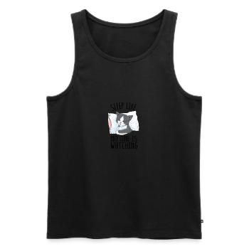 Sleep Like No One Is Watching Cute Cat Nightgown - Men's Premium Organic Tank Top - black - Front - Michal (187cm)