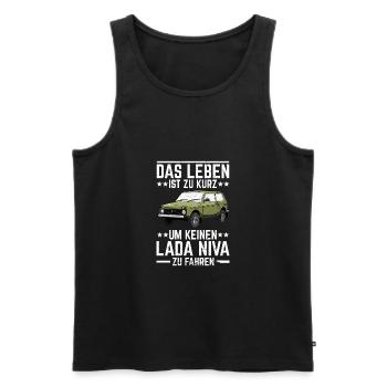 Leben Lada Niva 4x4 Offroad Geländewagen - Männer Premium Bio Tank Top - Schwarz - Vorne - AI Model Male 178 light (178cm)