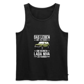 Leben Lada Niva 4x4 Offroad Geländewagen - Männer Premium Bio Tank Top - Schwarz - Vorne - AI Model Male 178 light (178cm)