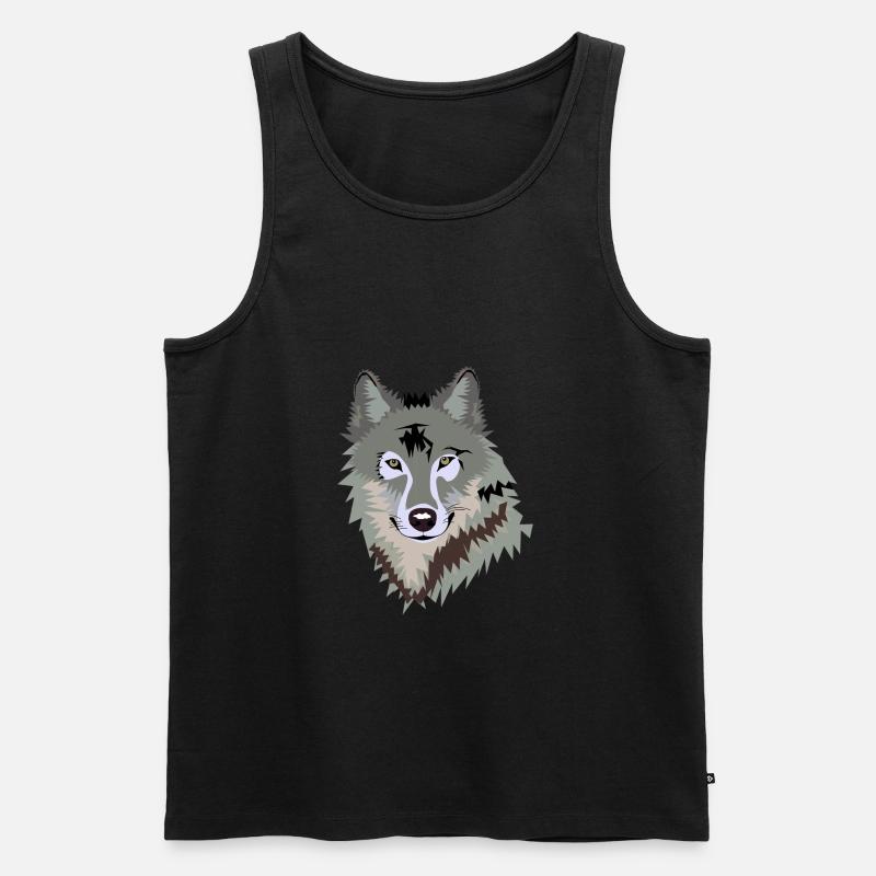 Wolf - Männer Premium Bio Tank Top - Schwarz
