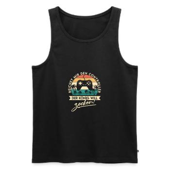 Der König will zocken - Gaming Gamer Spruch Lustig - Männer Premium Bio Tank Top - Schwarz - Vorne - Michal (187cm)