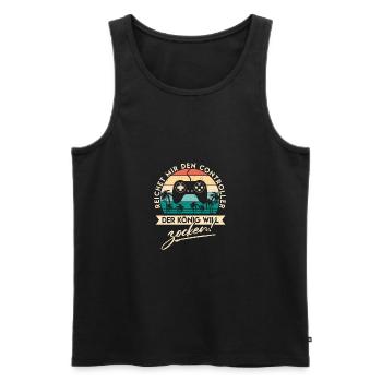 Der König will zocken - Gaming Gamer Spruch Lustig - Männer Premium Bio Tank Top - Schwarz - Vorne - Michal (187cm)