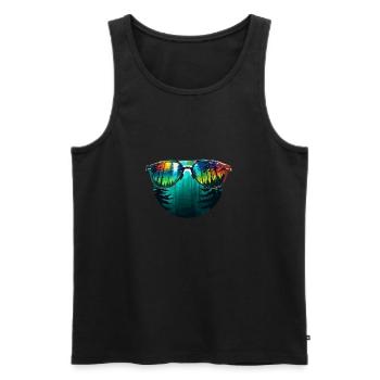 Sunglasses / Reflection / Forest / Reflection - Men's Premium Organic Tank Top - black - Front - AI Model Male 178 light (178cm)