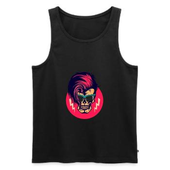 Kopf des Todes Hipster Punk Schädel Schädel Eclair Frisur - Männer Premium Bio Tank Top - Schwarz - Vorne - AI Model Male 178 light (178cm)