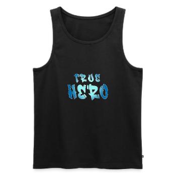 WAHRER HELD - TRUE HERO - Männer Premium Bio Tank Top - Schwarz - Vorne - Michal (187cm)