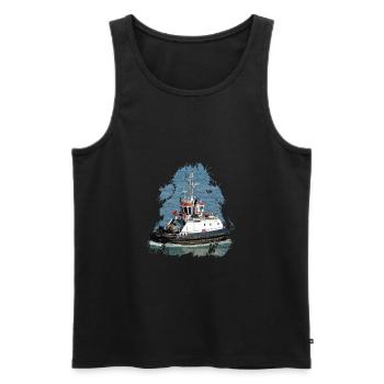 Hafenschlepper werden auch Schleppschiffe genannt - Männer Premium Bio Tank Top - Schwarz - Vorne - AI Model Male 178 light (178cm)