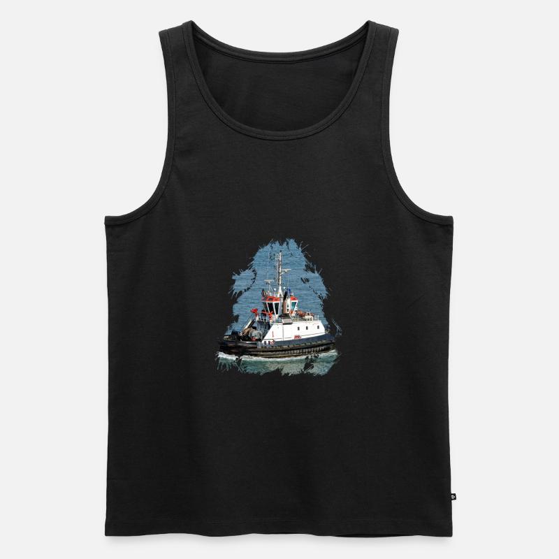 Hafenschlepper werden auch Schleppschiffe genannt - Männer Premium Bio Tank Top - Schwarz