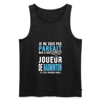 joueur de badminton cadeau humour badminton - Débardeur bio Premium Homme - noir - Devant - AI Model Male 178 light (178cm)