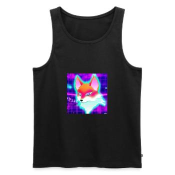 Kitsun Vaporwave Japanische Kami Vaporwave Kitsune - Männer Premium Bio Tank Top - Schwarz - Vorne - Michal (187cm)