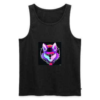 Kitsun Vaporwave Japanese Kami Vaporwave Kitsune - Men's Premium Organic Tank Top - black - Front - Michal (187cm)