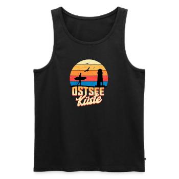 Ostsee Küste – Wellenrauschen und Meerblick - Männer Premium Bio Tank Top - Schwarz - Vorne - Michal (187cm)