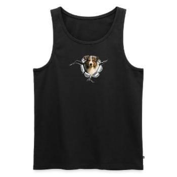 Australian Shepherd im Metall-Loch - Männer Premium Bio Tank Top - Schwarz - Vorne - AI Model Male 178 light (178cm)