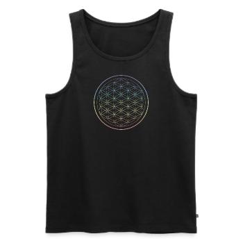 Blume des Lebens Regenbogen Chakra Farben - Männer Premium Bio Tank Top - Schwarz - Vorne - Michal (187cm)