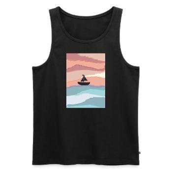 T-Shirt unisex - Männer Premium Bio Tank Top - Schwarz - Vorne - AI Model Male 178 light (178cm)