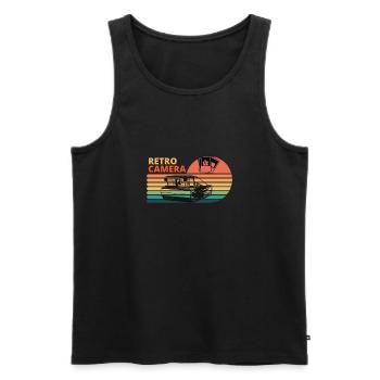 Camera Photographer vintage retro - Men's Premium Organic Tank Top - black - Front - AI Model Male 178 light (178cm)