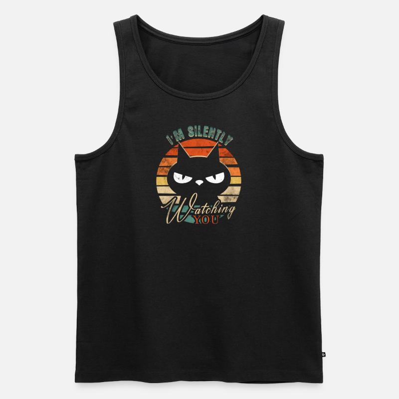 Lustige Katze - Männer Premium Bio Tank Top - Schwarz