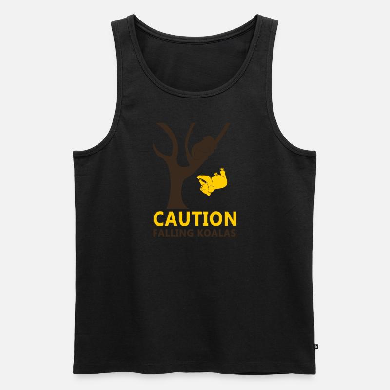 Caution: Falling Koalas - Männer Premium Bio Tank Top - Schwarz