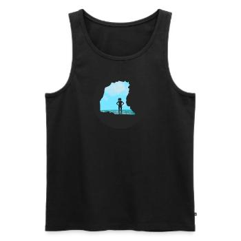 Bouldering \ Climbing - Woman in front of rocks - Men's Premium Organic Tank Top - black - Front - AI Model Male 178 light (178cm)