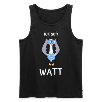 ick seh watt Möwe Fernglas - Männer Premium Bio Tank Top - Schwarz - Vorne - AI Model Male 178 light (178cm)