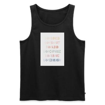 selbstbewusstes T-Shirt - Männer Premium Bio Tank Top - Schwarz - Vorne - Michal (187cm)