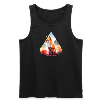 Fox - Watercolor - Men's Premium Organic Tank Top - black - Front - AI Model Male 178 light (178cm)