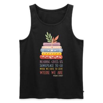 Reading gives us someplace to go - Männer Premium Bio Tank Top - Schwarz - Vorne - AI Model Male 178 light (178cm)