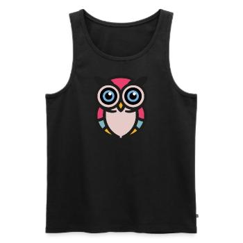 Bunte Eule - Männer Premium Bio Tank Top - Schwarz - Vorne - AI Model Male 178 light (178cm)