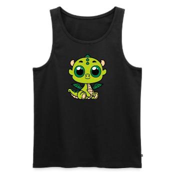 Cute Green Dragon - Men's Premium Organic Tank Top - black - Front - AI Model Male 178 light (178cm)