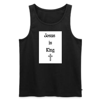 Jesus is King - Männer Premium Bio Tank Top - Schwarz - Vorne - Michal (187cm)