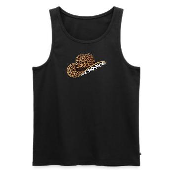 Cowboyhut mit Leoparden- und Kuhmuster – Trendiges - Männer Premium Bio Tank Top - Schwarz - Vorne - AI Model Male 178 light (178cm)