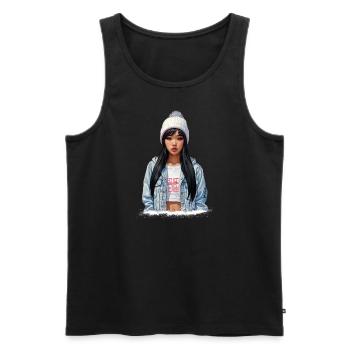 Fille d’anime 2 - Débardeur bio Premium Homme - noir - Devant - AI Model Male 178 light (178cm)