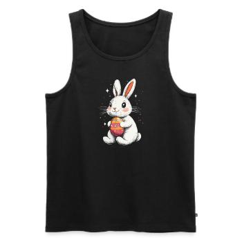 Osterhase mit Osterei Vintage - Männer Premium Bio Tank Top - Schwarz - Vorne - Michal (187cm)