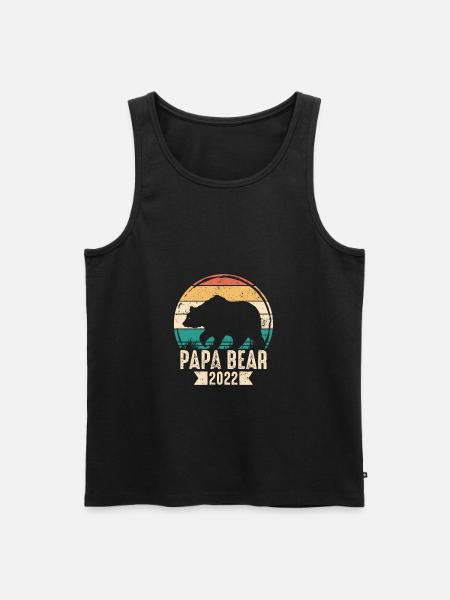 Papa Bear 2022 - Schwangerschaft Vater Bär - Männer Premium Bio Tank Top - Schwarz